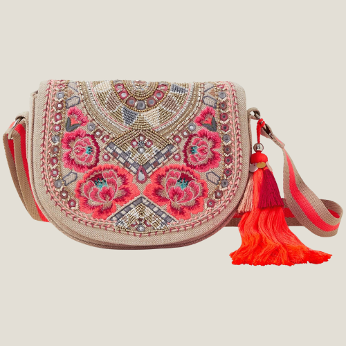 ACCESSORIZE Floral Embroidered Saddle Bag