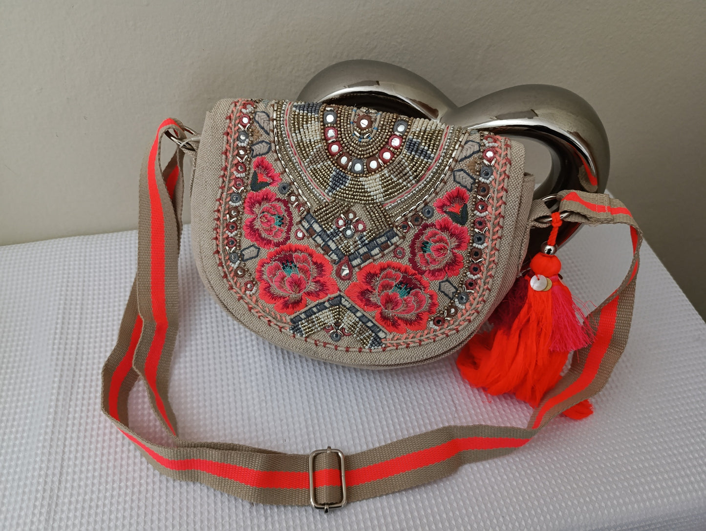 ACCESSORIZE Floral Embroidered Saddle Bag